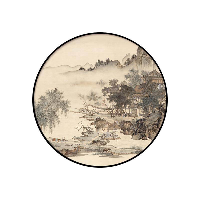 宋式美学圆形山水画圆画LED灯画