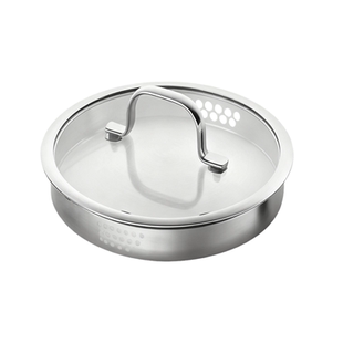 正品TrueFlow系列16cm20cm24cm钢化玻璃可沥水不锈钢锅盖