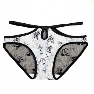 内裤女性感国风水墨风锦纶蕾丝网纱纯欲大码镂空新中式冰丝三角裤