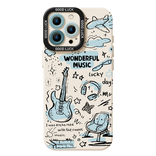 音乐涂鸦手机壳适用苹果16硅胶iphone15promax文艺14plus复古13mini情侣12新款11小众x高级感8艺术17/xs/7/xr