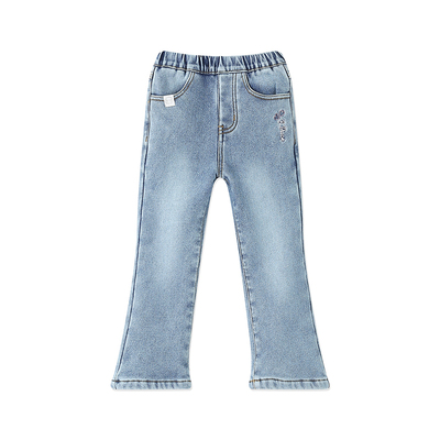 【加绒】bduck小黄鸭童装女童牛仔裤儿童裤子冬装女孩牛仔长裤暖