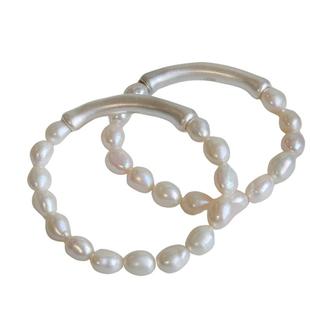 S999足银天然珍珠手链强光淡水珍珠足银手链珍珠母贝银手镯礼物