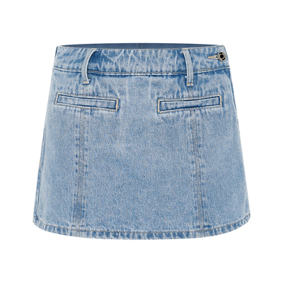 立裁分割棉感A字牛仔短款半身裙