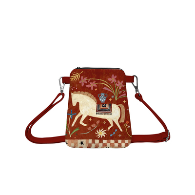 印你所想原创白驹伴花手机斜挎包新年礼物红色迷你轻便帆布腰包袋