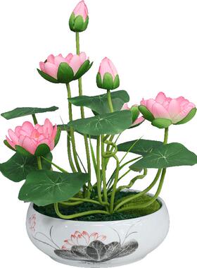 wo+仿真荷花莲花摆件中国风花艺