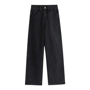 小个子牛仔裤女显高深蓝色窄版阔腿裤2026新款秋冬加绒直筒裤春季