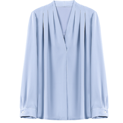 图曼朵时尚高级感V领长袖衬衫