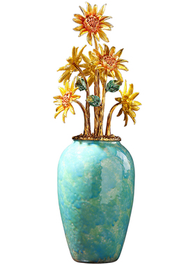 珐琅彩陶瓷向日葵摆件