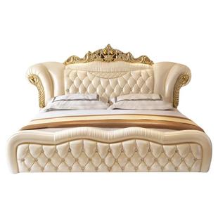 欧式公主床高端别墅双人主卧真皮床简欧法式太子床1.8米结婚软床