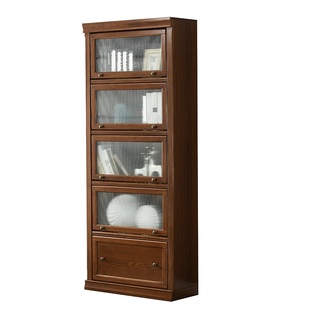 美式胡桃色书柜客厅展柜多尺寸组合书架角落储物收纳柜餐边柜厨柜