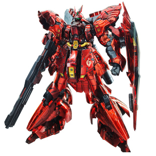 万代rg1/144沙扎比高达透明版改色漫模社板喷镜面金属红机甲男生