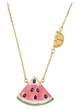 高级感珐琅釉彩西瓜水果柠檬项链
