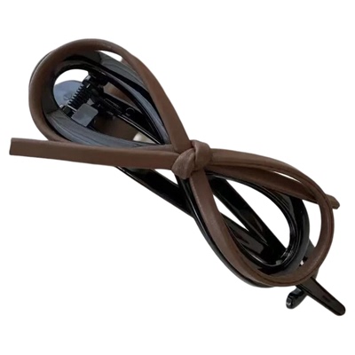 气质皮质蝴蝶结发夹一字夹女2025新款高级感豹纹扭扭夹后脑勺夹子