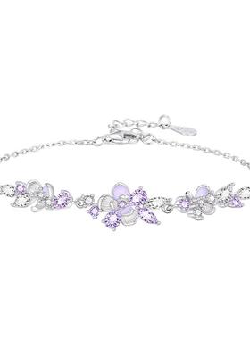 中国黄金纯银茉莉花轻奢小众手链