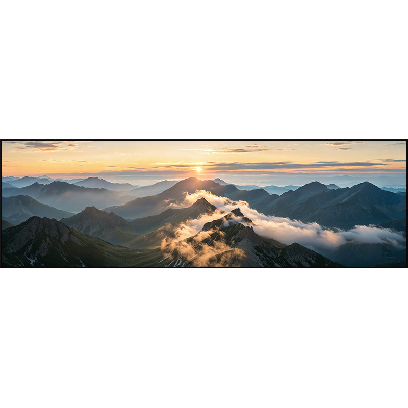 日出 客厅长横幅装饰画大气风景画沙发背景墙挂画现代北欧壁画