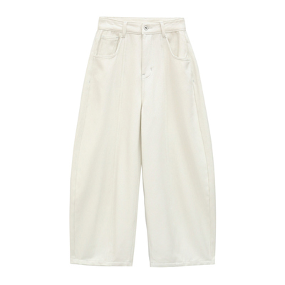 CIZZLEMORE【海岛】解构拼接白色高腰弯刀裤子抗皱宽松休闲裤