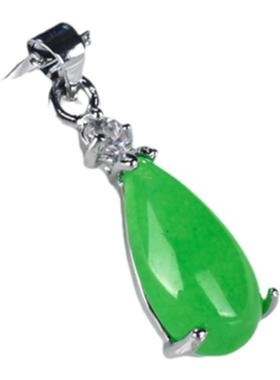 马来玉925银小水滴绿玛瑙送女友