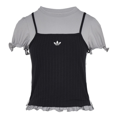 Adidas/阿迪达斯正品三叶草女士经典花边下摆短袖T恤KY3299