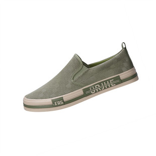 男鞋夏季一脚蹬防臭透气网眼布鞋男款懒人鞋低帮软底网布帆布鞋男