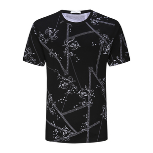 宾度男装春夏季男士抽象元素休闲短袖T恤男圆领透气纯棉夏季上衣