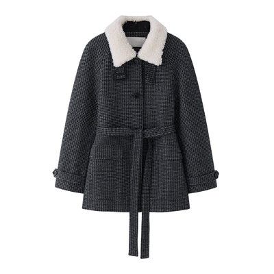 巴恩风毛领夹棉澳毛夹克加厚外套