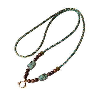 天然松石沉香挂链吊坠挂绳佛牌链唐卡挂链高档黄金翡翠玉绳弹簧扣