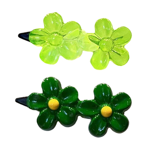 韩国进口儿童扣夹彩色双花女宝宝发夹青蛙夹公主发卡甜美可爱头饰