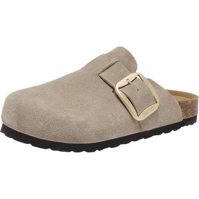 百思图夏季真皮厚底包头勃肯女鞋