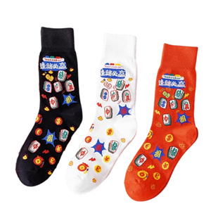 袜子女秋冬季堆堆袜白色黑长款中筒ins潮袜网红百搭街头宝石麻将