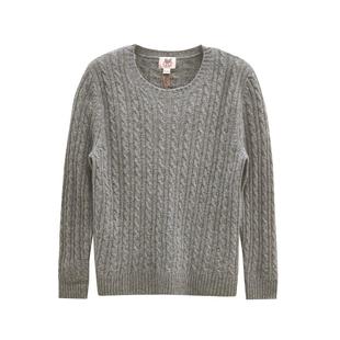 鹿王100%山羊绒衫女圆领绞花针织衫毛衣内搭保暖打底25年秋冬新款