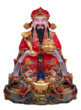 汉白玉九龙财神聚宝盆摆件