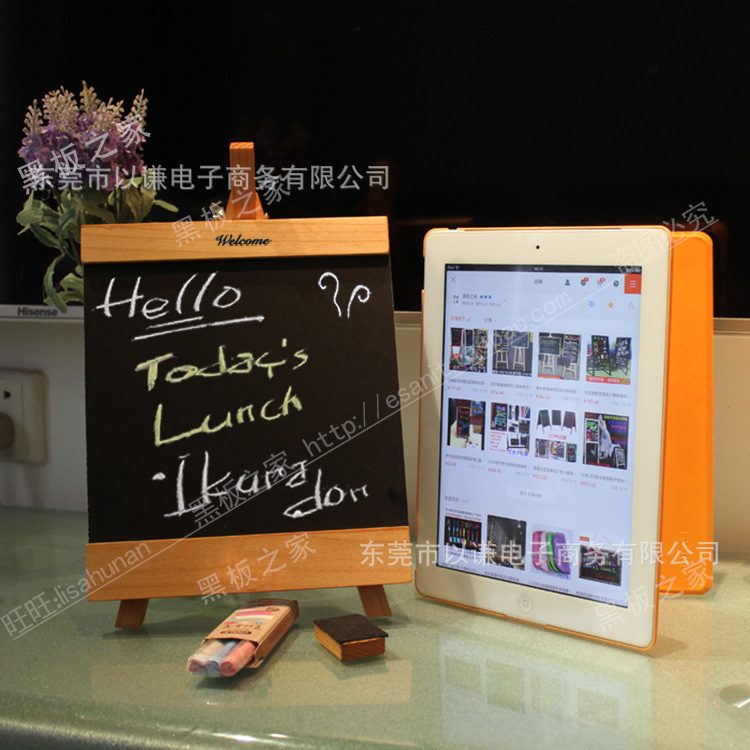 迷你实木桌面立式摆摊专用小黑板店铺用吧台商用手写广告牌展示牌