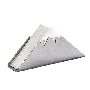 西餐厅纸巾架酒店咖啡厅胡桃木餐纸座不锈钢立式创意方巾纸夹桌面