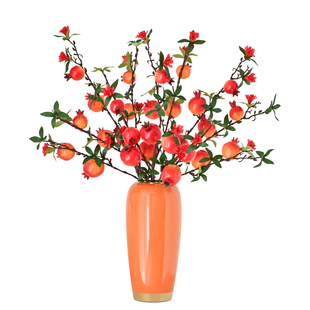 红红火火仿真花石榴果客厅绿植摆设果实树枝装饰花瓶摆件假花盆栽