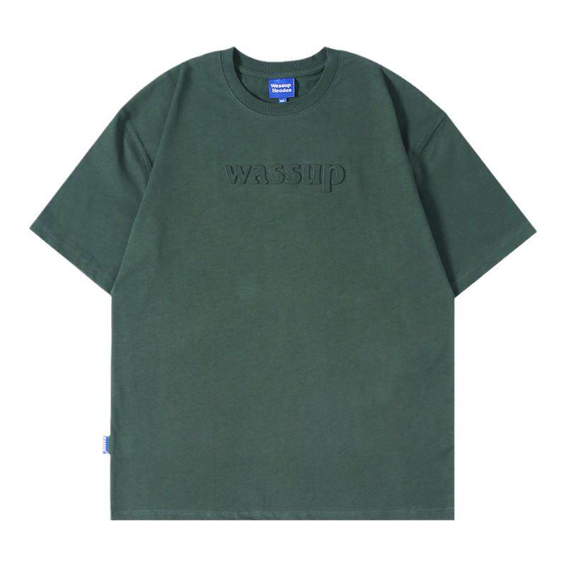 纯色立体字母短袖WASSUPHEODS