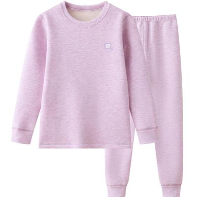 加绒加厚儿童内衣套红豆