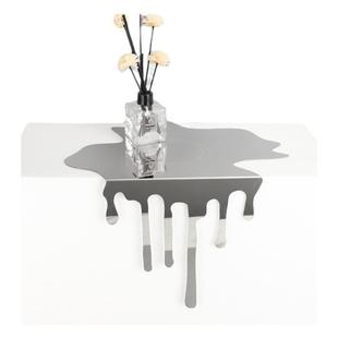 简约创意不锈钢银色抽象流体水滴托盘摆件样板间家居桌面软装饰品