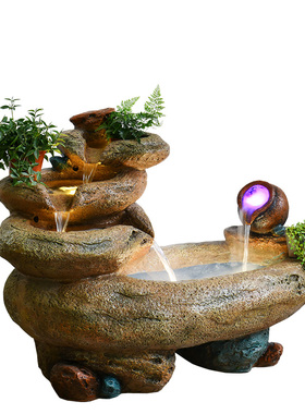 巧娜阳台流水树脂工艺品喷泉摆件