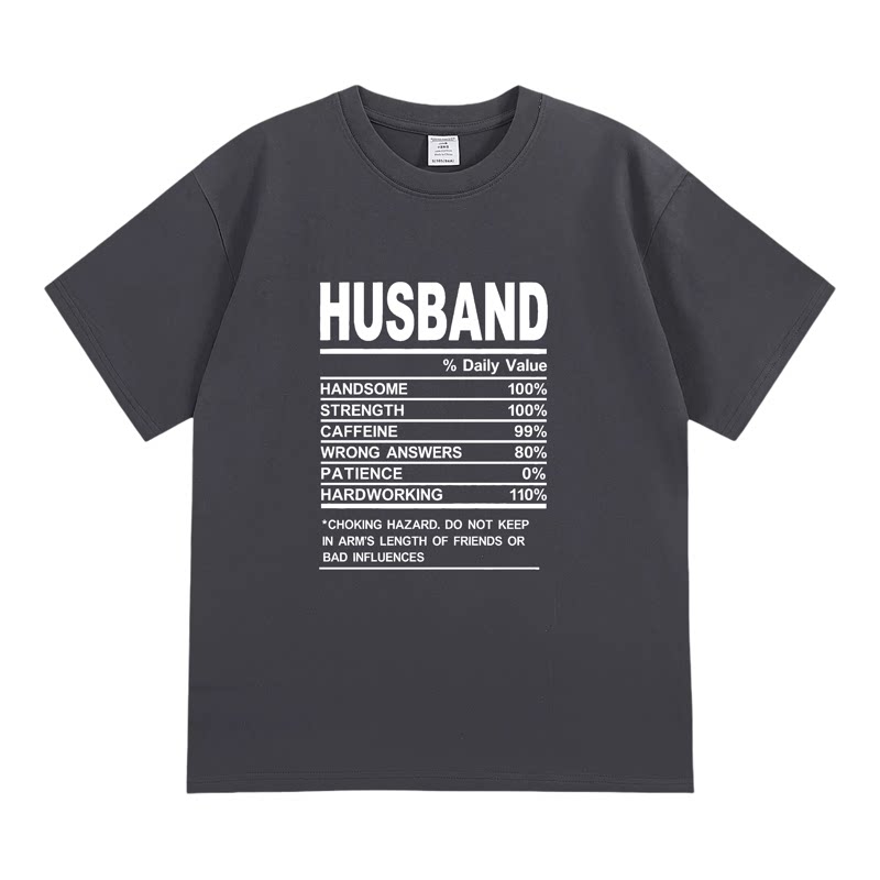 HUSBAND老公丈夫营养成分表趣味短袖搞怪印花夏季纯棉T恤潮流搞笑