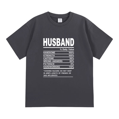HUSBAND老公丈夫营养成分表趣味短袖搞怪印花夏季纯棉T恤潮流搞笑