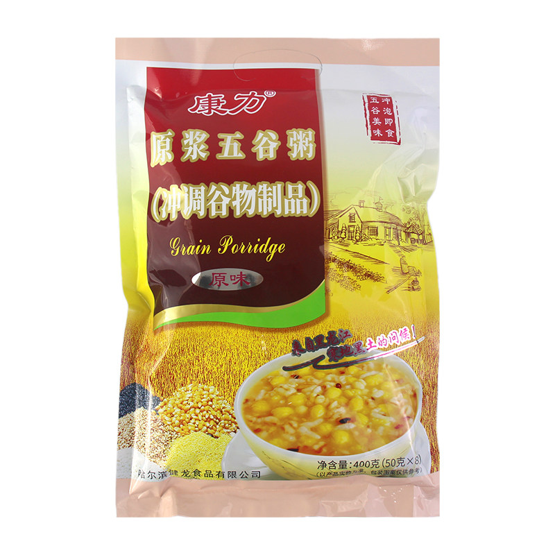 康力原浆五谷粥400g*3袋杂粮早餐粥即食速食冲饮玉米粥东北特产