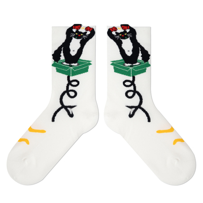 可爱卡通动物中筒袜情侣无骨袜潮