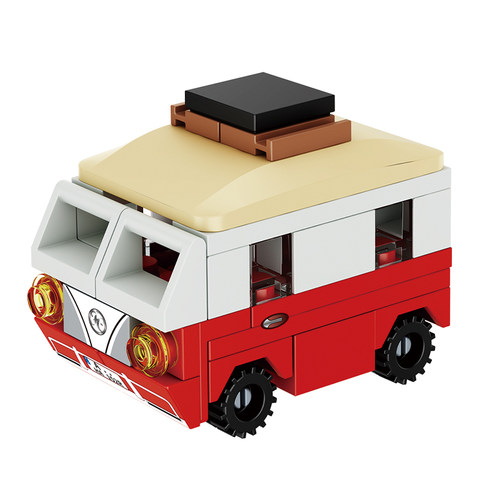 方橙积木儿童益智拼装汽车小颗粒玩具男孩跑车模型消防车礼物拼图