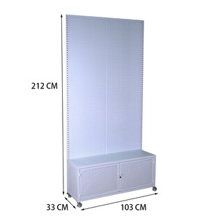 洞洞板架柜架靠墙金属落地多孔板架 210×103多孔板柜架展示架鞋