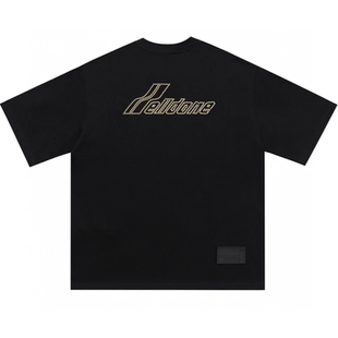 we11done Track复古水洗做旧珍珠烫钻T恤男女情侣休闲宽松OS短袖