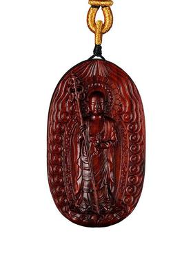 天然紫檀木佛牌吊坠本命佛项链