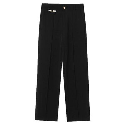 高腰垂感长裤弹力休闲裤