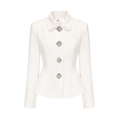 醋酸外套法式轻奢小香风钻扣收腰