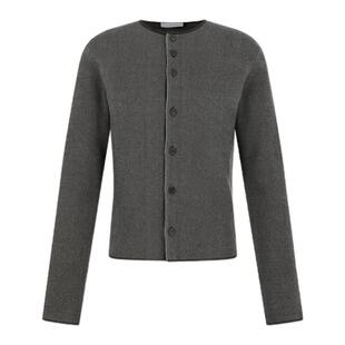 AMOMENTO韩国男士春季简约流行休闲条纹纽扣开襟毛衣MUSINSA