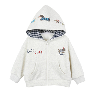 小o爸婴童男女宝宝加绒加厚外套冬装2025冬季新款婴儿连帽卫衣服